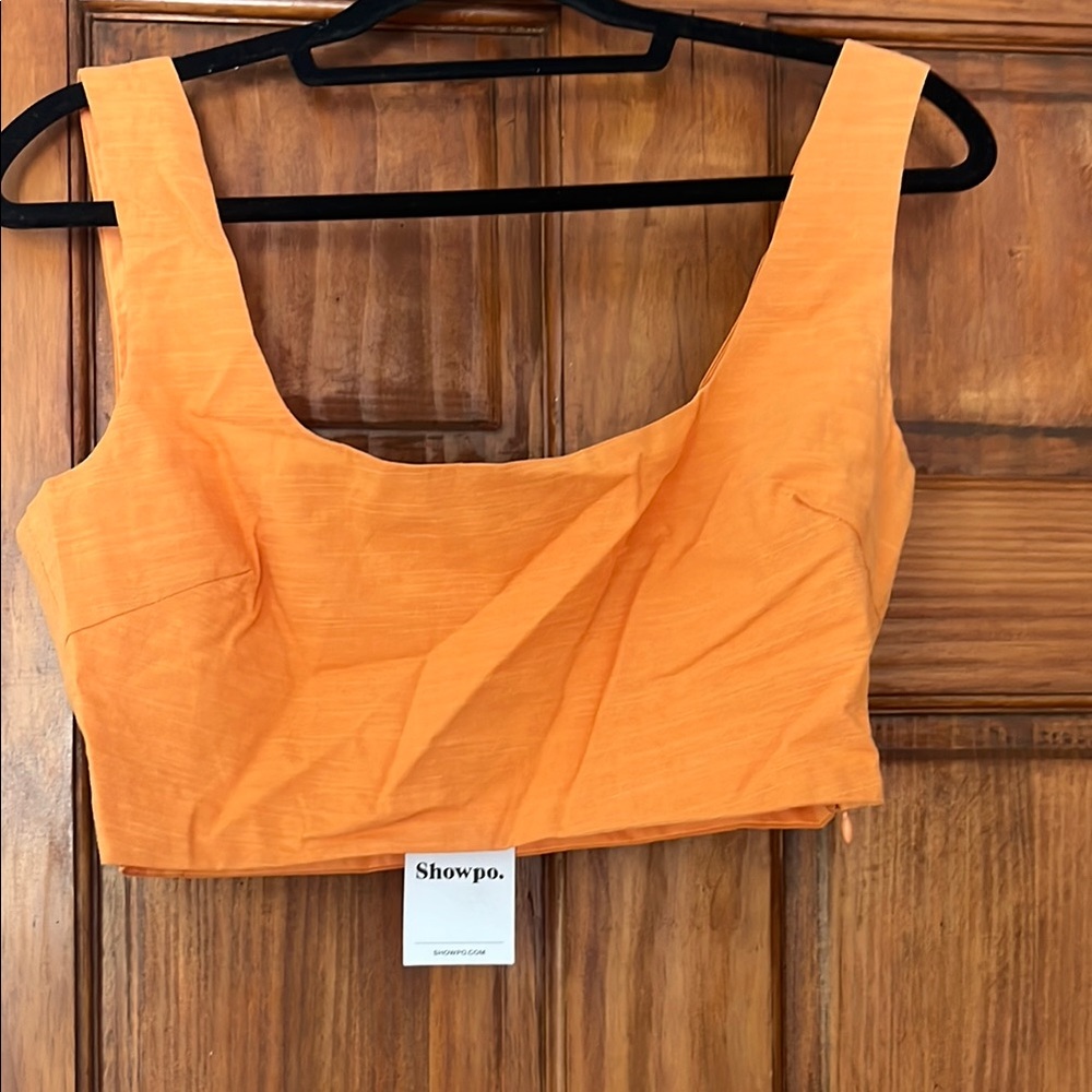 Showpo Orange Sleeveless Fitted Crop Tank Top